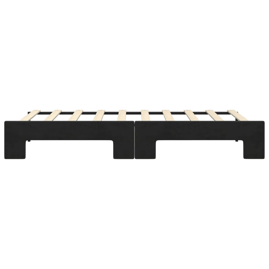 Slaapbank Fluweel 90 x 190 cm Zwart met onderschuifbed