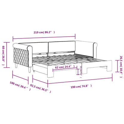 Slaapbank Fluweel 90 x 190 cm Zwart met onderschuifbed