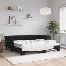 Slaapbank Fluweel 90 x 190 cm Zwart met onderschuifbed