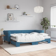 Slaapbank onderschuifbed 80x200 cm fluweel blauw