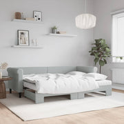 Slaapbank onderschuifbed 80x200 cm lichtgrijs fluweel