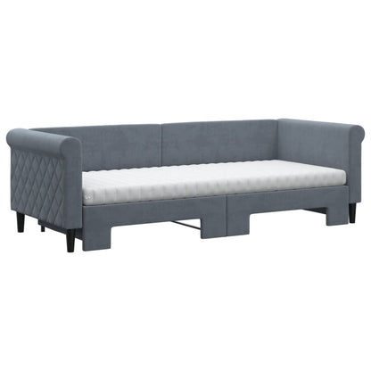 Slaapbank onderschuifbed matrassen 80x200cm fluweel donkergrijs