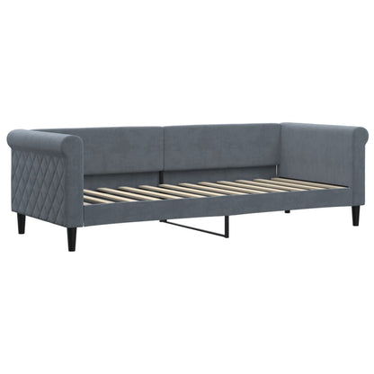 Slaapbank onderschuifbed matrassen 80x200cm fluweel donkergrijs
