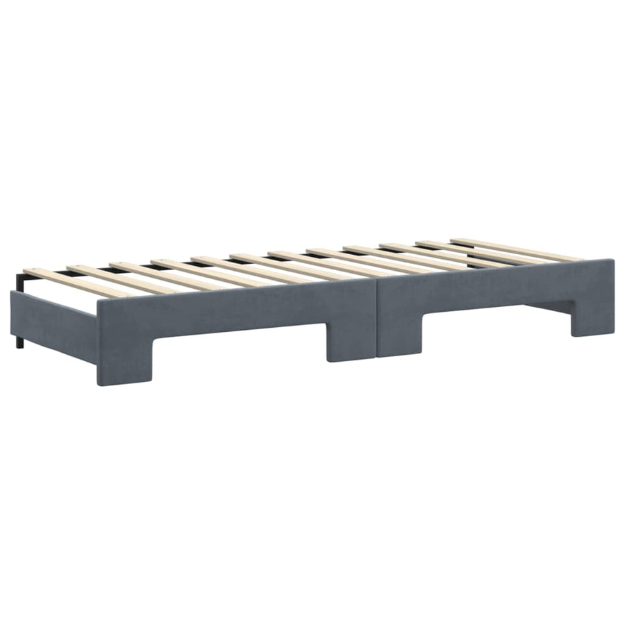 Slaapbank onderschuifbed matrassen 80x200cm fluweel donkergrijs