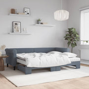 Slaapbank onderschuifbed 80x200 cm fluweel donkergrijs