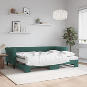 Slaapbank onderschuifbed 80x200 cm fluweel donkergroen