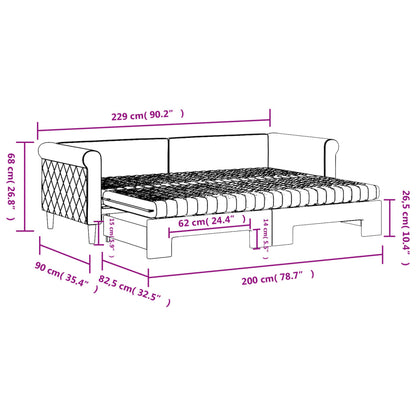 Slaapbank onderschuifbed en matrassen 80x200 cm fluweel roze