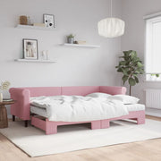 Slaapbank met onderschuifbed 80x200 cm roze