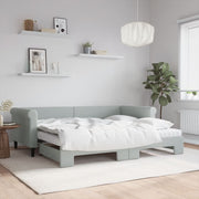 Slaapbank onderschuifbed 90x200 cm lichtgrijs fluweel