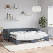 Slaapbank onderschuifbed 90x200 cm fluweel donkergrijs