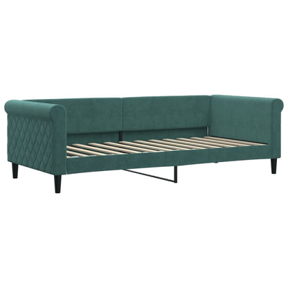 Slaapbank onderschuifbed matrassen 90x200cm fluweel donkergroen