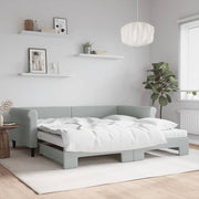 Slaapbank onderschuifbed 100x200 cm fluweel lichtgrijs