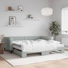 Slaapbank Onderschuifbed Matrassen 100X200Cm Fluweel 100 x 200 cm Lichtgrijs met onderschuifbed en matras