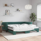 Slaapbank onderschuifbed 100x200 cm fluweel donkergroen