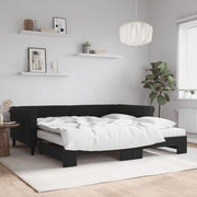 Slaapbank onderschuifbed 200x100 cm fluweel zwart