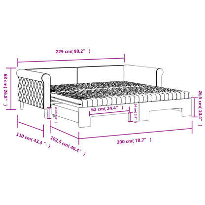 Slaapbank onderschuifbed en matrassen 100x200 cm fluweel geel