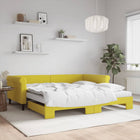 Slaapbank onderschuifbed 100x200 cm geel fluweel