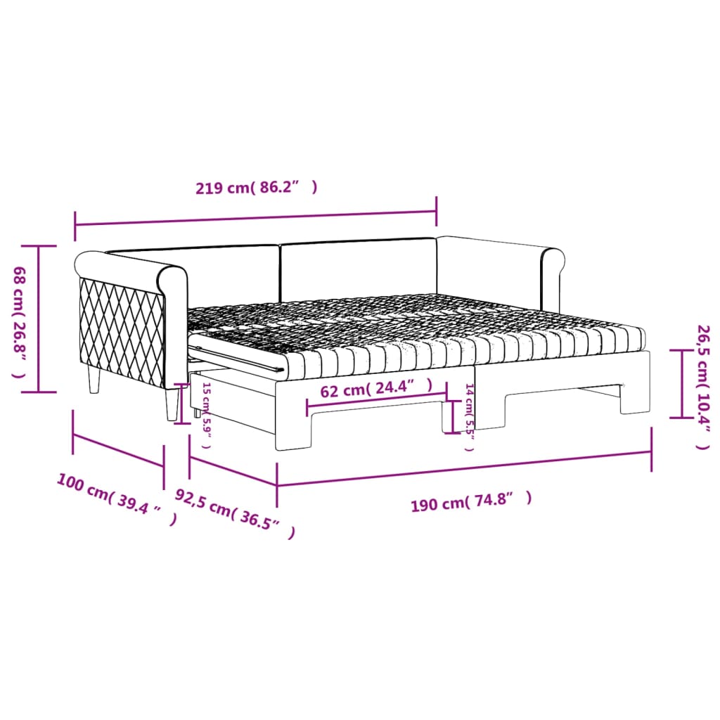 Slaapbank Onderschuifbed Matrassen 100X200Cm Fluweel 90 x 190 cm Lichtgrijs met onderschuifbed en matras