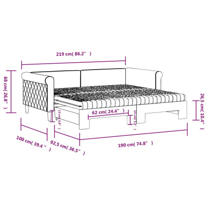 Slaapbank Onderschuifbed Matrassen 100X200Cm Fluweel 90 x 190 cm Lichtgrijs met onderschuifbed en matras