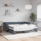Slaapbank onderschuifbed 2x matras 90x190 cm fluweel donkergrijs