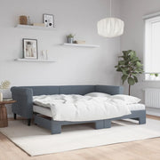Slaapbank onderschuifbed 2x matras 90x190 cm fluweel donkergrijs
