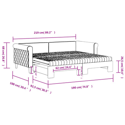 Slaapbank Onderschuifbed En Matrassen Fluweel 90 x 190 cm Zwart met onderschuifbed en matras