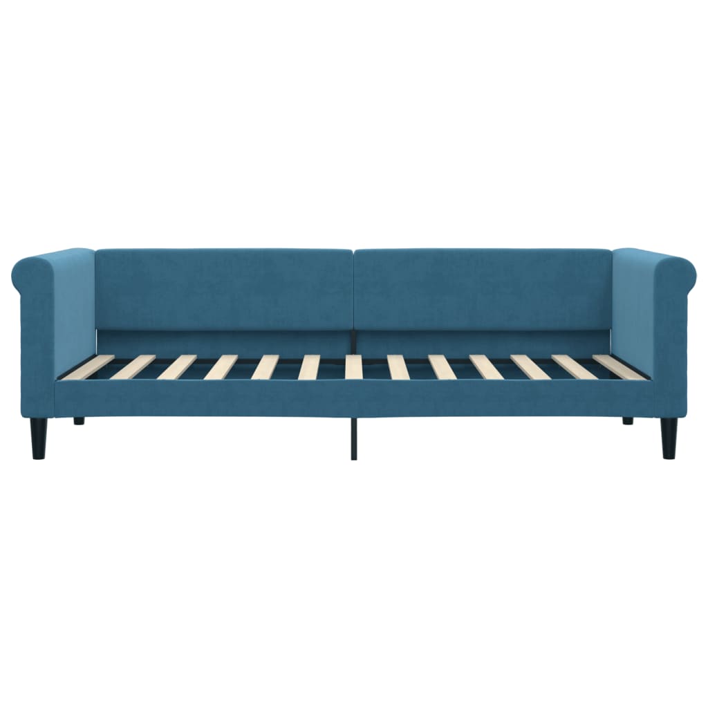 Slaapbank met onderschuifbed en lades 80x200 cm fluweel blauw