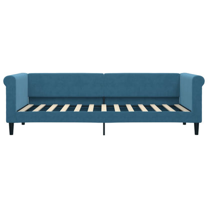 Slaapbank met onderschuifbed en lades 80x200 cm fluweel blauw