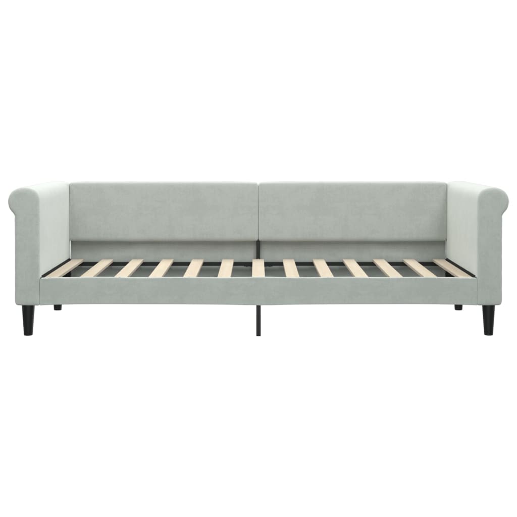 Slaapbank Onderschuifbed En Lades Fluweel 80 x 200 cm Lichtgrijs met onderschuifbed en lade