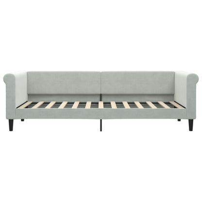 Slaapbank Onderschuifbed En Lades Fluweel 80 x 200 cm Lichtgrijs met onderschuifbed en lade