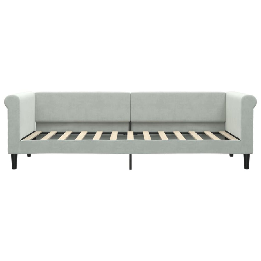 Slaapbank Onderschuifbed En Lades Fluweel 80 x 200 cm Lichtgrijs met onderschuifbed en lade