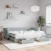 Slaapbank onderschuifbed lades 80x200 cm fluweel lichtgrijs