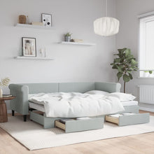 Slaapbank Onderschuifbed En Lades Fluweel 80 x 200 cm Lichtgrijs met onderschuifbed en lade