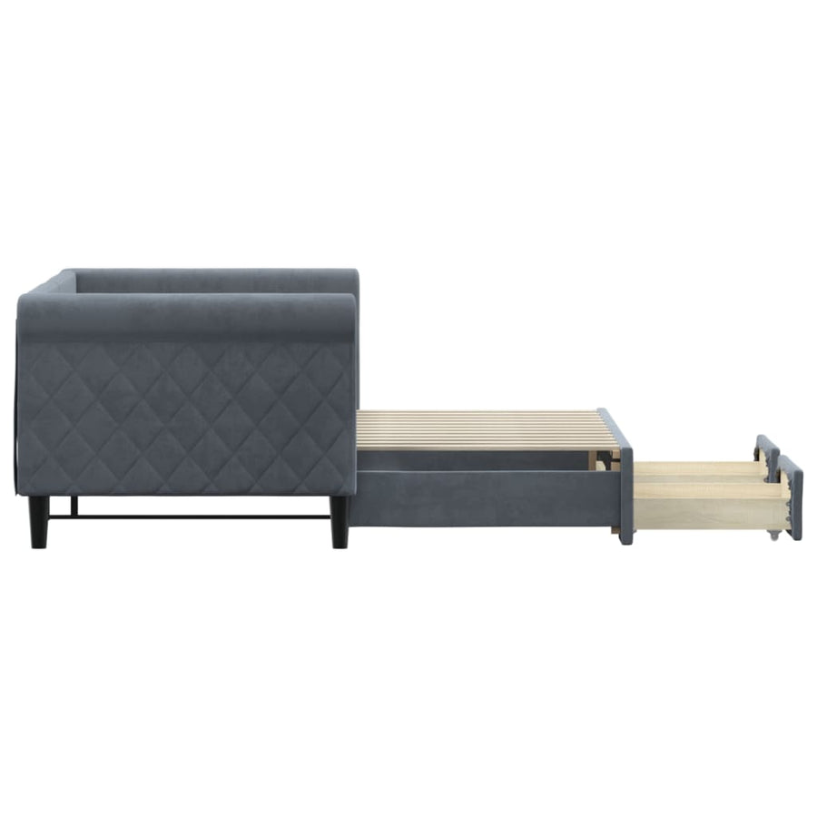 Slaapbank onderschuifbed en lades 80x200 cm fluweel donkergrijs