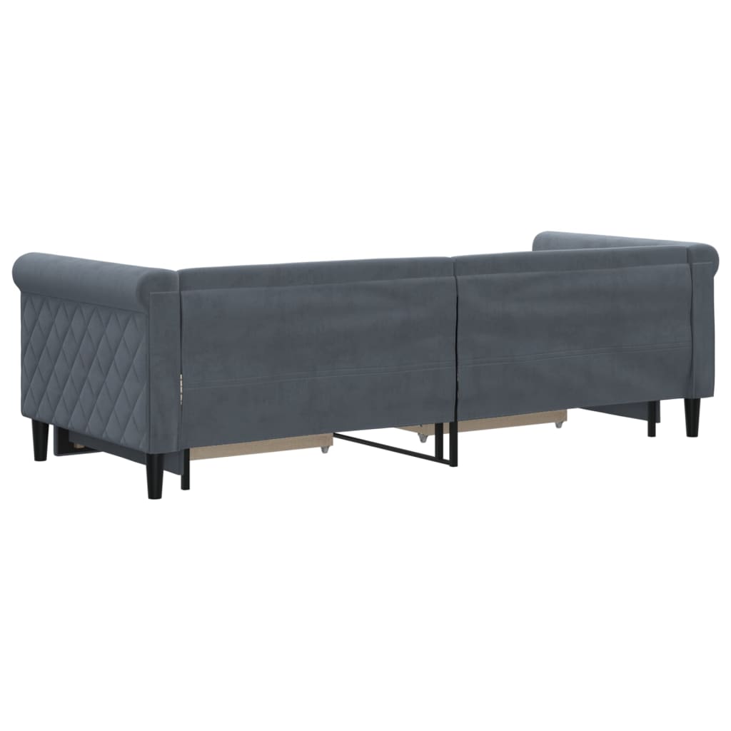 Slaapbank onderschuifbed en lades 80x200 cm fluweel donkergrijs