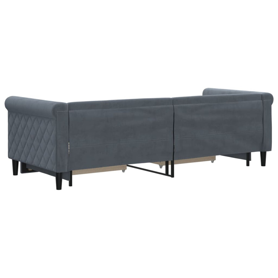 Slaapbank onderschuifbed en lades 80x200 cm fluweel donkergrijs