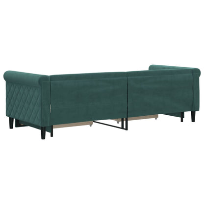 Slaapbank Onderschuifbed En Lades Fluweel Donkergroen 80 x 200 cm met onderschuifbed en lade