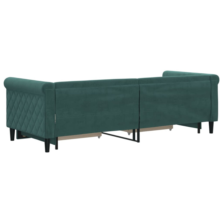 Slaapbank Onderschuifbed En Lades Fluweel Donkergroen 80 x 200 cm met onderschuifbed en lade