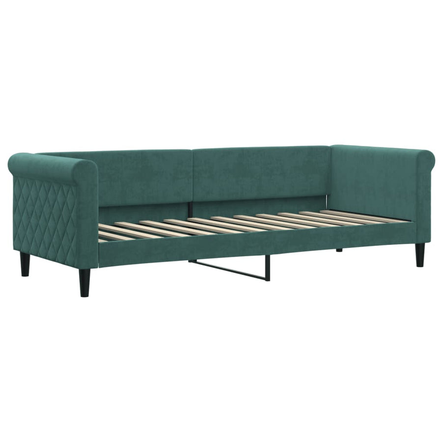 Slaapbank Onderschuifbed En Lades Fluweel Donkergroen 80 x 200 cm met onderschuifbed en lade
