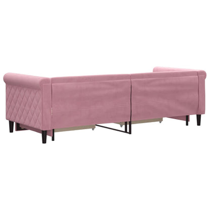 Slaapbank met onderschuifbed en lades 80x200 cm fluweel roze