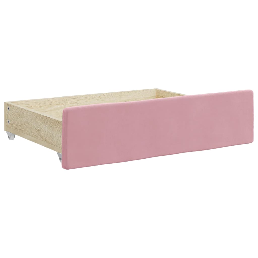 Slaapbank met onderschuifbed en lades 80x200 cm fluweel roze