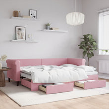 Slaapbank met onderschuifbed en lades 80x200 cm fluweel roze