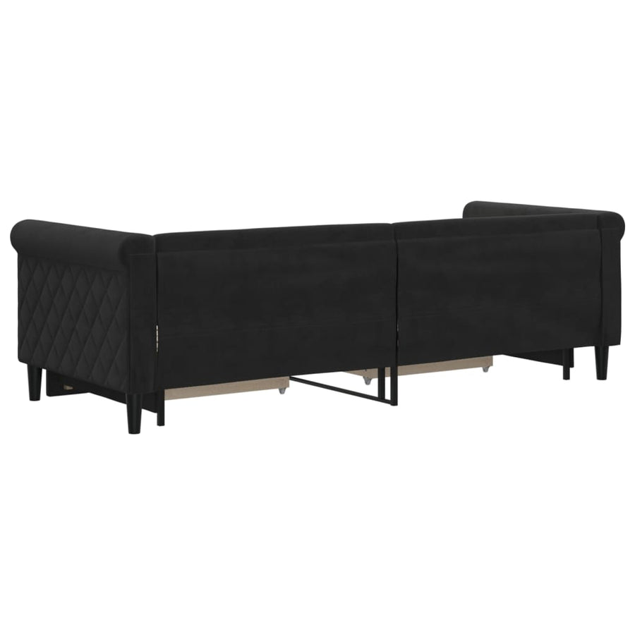 Slaapbank S Fluweel 80 x 200 cm Zwart met onderschuifbed en lade