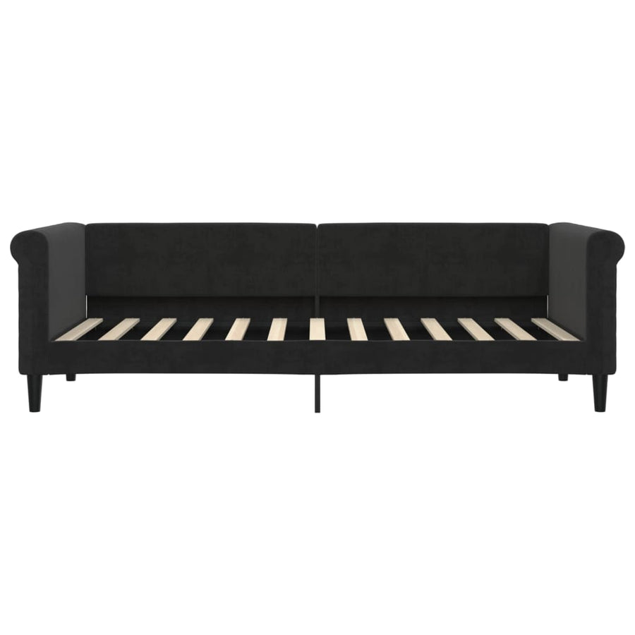 Slaapbank S Fluweel 80 x 200 cm Zwart met onderschuifbed en lade