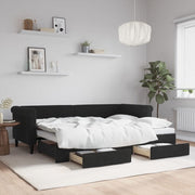 Slaapbank onderschuifbed lades 80x200 cm zwart