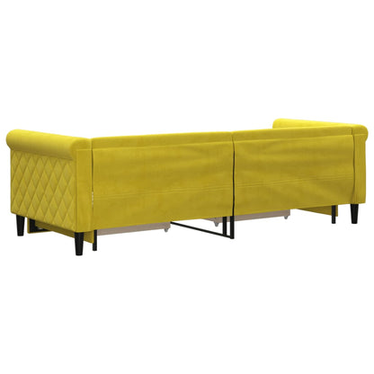 Slaapbank S Fluweel 80 x 200 cm Geel met onderschuifbed en lade