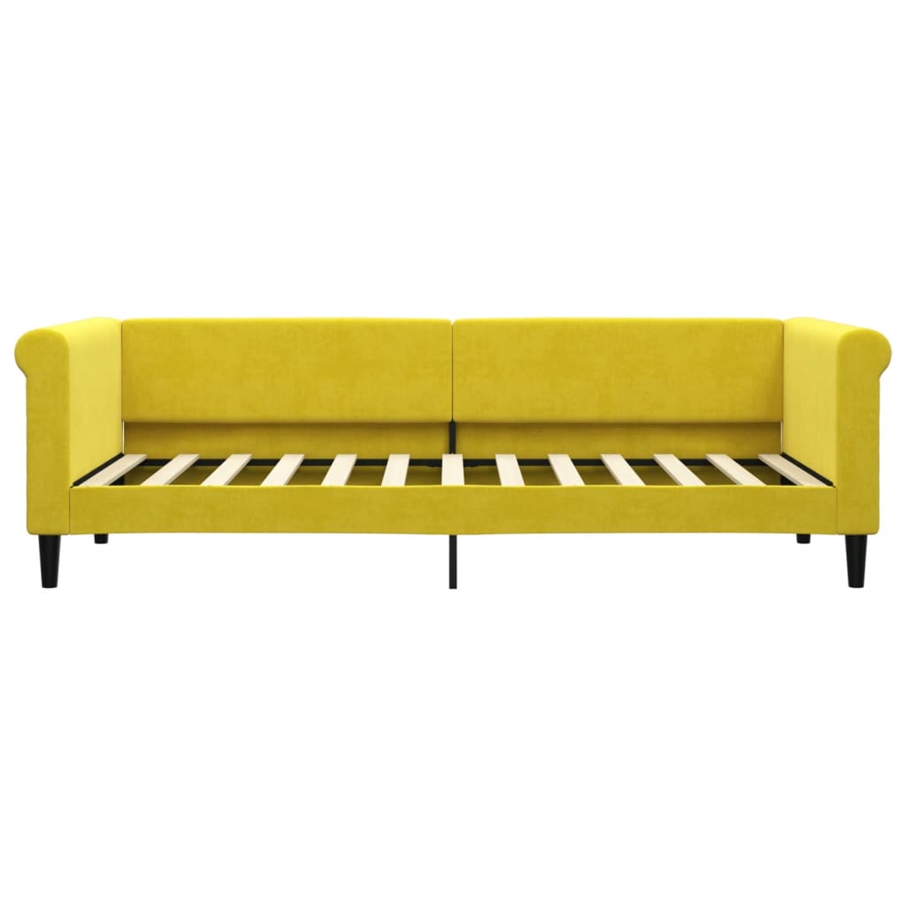 Slaapbank S Fluweel 80 x 200 cm Geel met onderschuifbed en lade