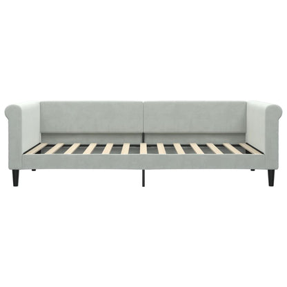 Slaapbank Onderschuifbed En Lades Fluweel 90 x 200 cm Lichtgrijs met onderschuifbed en lade