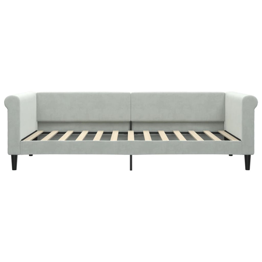 Slaapbank Onderschuifbed En Lades Fluweel 90 x 200 cm Lichtgrijs met onderschuifbed en lade
