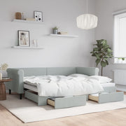 Daybed pull-out bed and drawers 90x200 cm velvet light grey